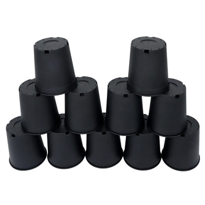 10PC Black Plastic Multi-Size Injection Mold Trade Gal Modern Plant Pots, Premium Weatherproof Outdoor-Planting Root Nursery Pots with Garden Accessories for Specialty Garden Tools