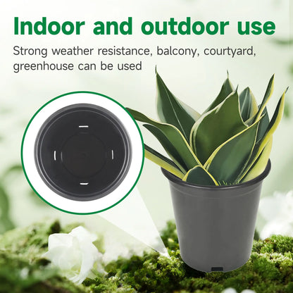 10PC Black Plastic Multi-Size Injection Mold Trade Gal Modern Plant Pots, Premium Weatherproof Outdoor-Planting Root Nursery Pots with Garden Accessories for Specialty Garden Tools
